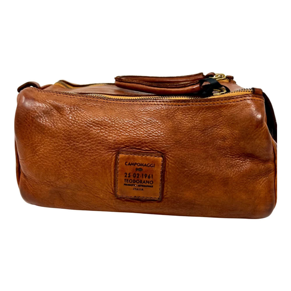 Campomaggi Leren Toilettas met Praktische Details Brown Unisex