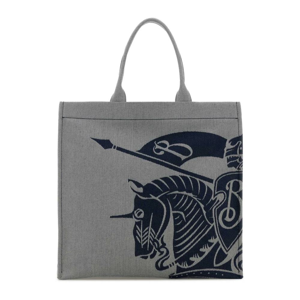 Burberry Men's Gray Shopping Bags, One Size, Embroidered Canvas Shopping Bag