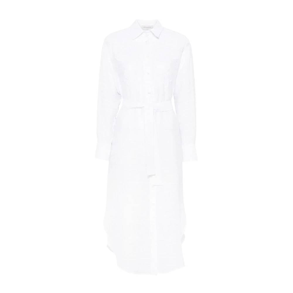 Ermanno Scervino Witte Jurk met Knoopsluiting en Tailleband White Dames