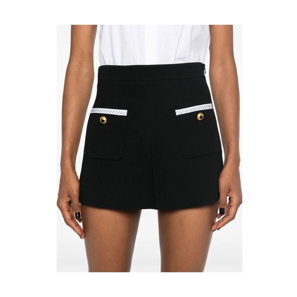 Moschino Zwart Gestructureerde Afwerking Zakkenjas Black Dames