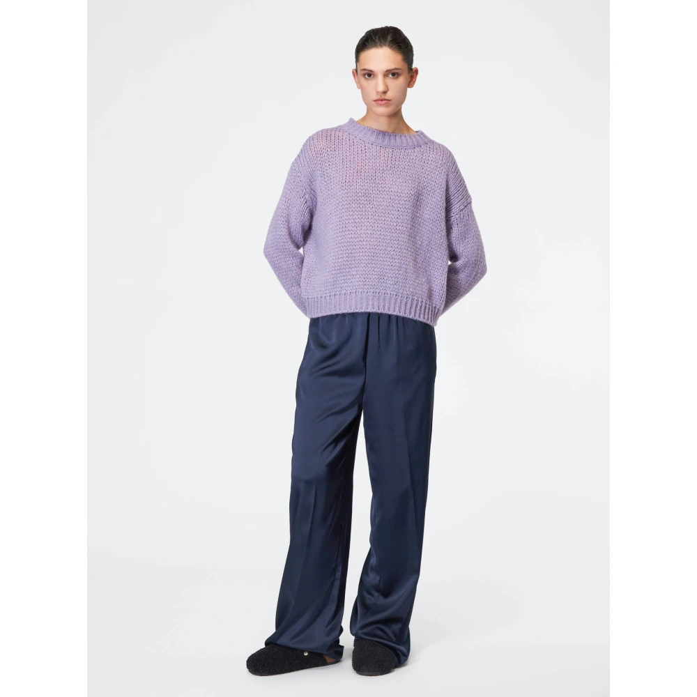 Roberto Collina Ruimvallende Alpaca Gebreide Trui Purple Dames