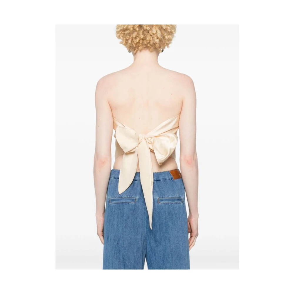 Forte Beige Satin Strapless Cropped Top Beige Dames