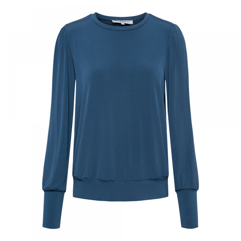 &Co Woman Laureen Longsleeve Top in Jersey Kwaliteit Blue Dames