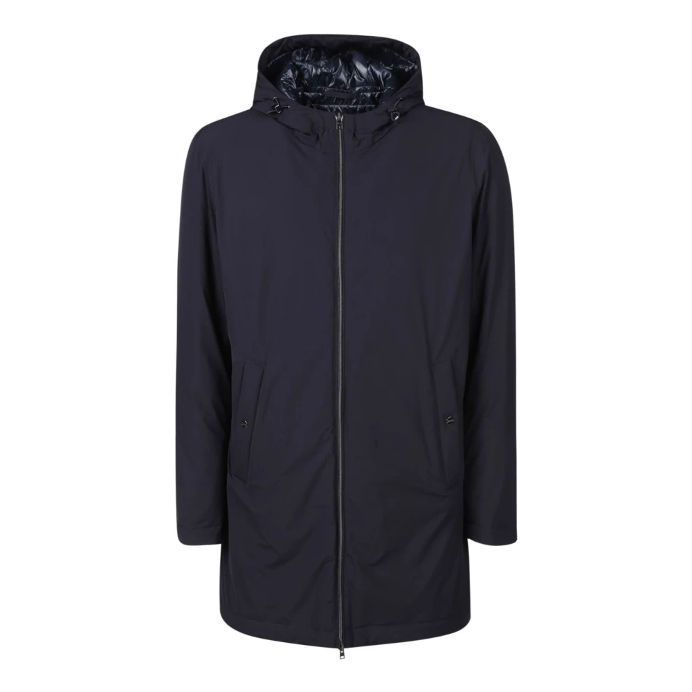 Herno Donkerblauwe Geweven Halve Jas Blue Heren