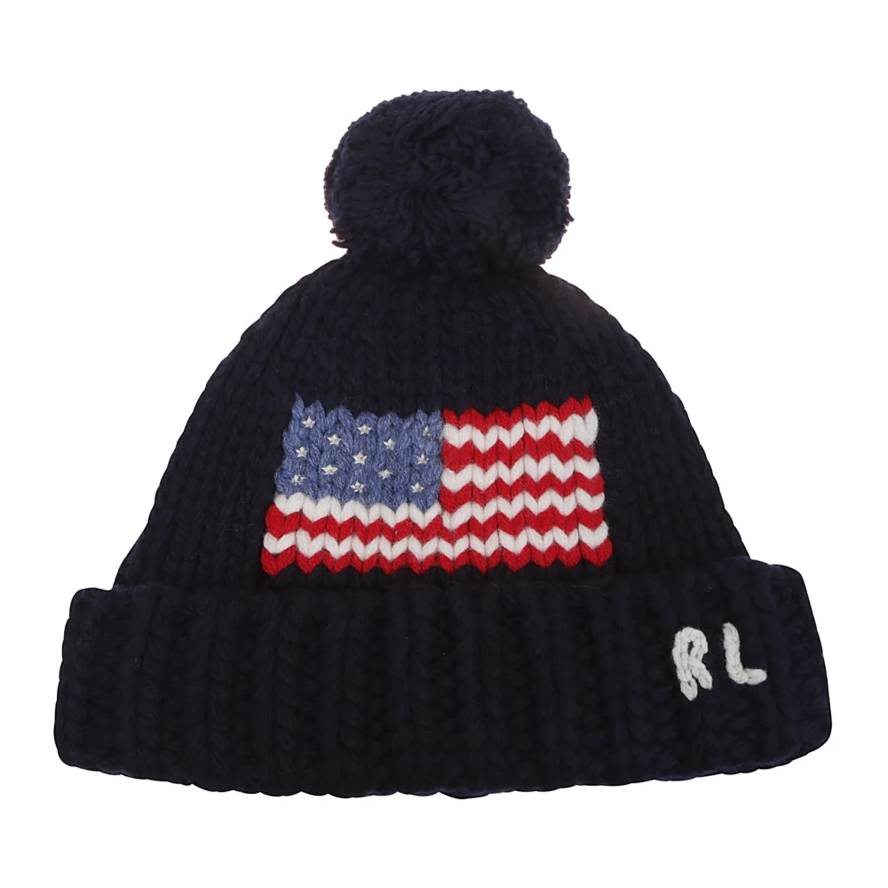 Polo Ralph Lauren Vlag Gebreide Muts Hoed Blue Heren