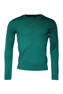 Grön Ullstickad Crew Neck Tröja