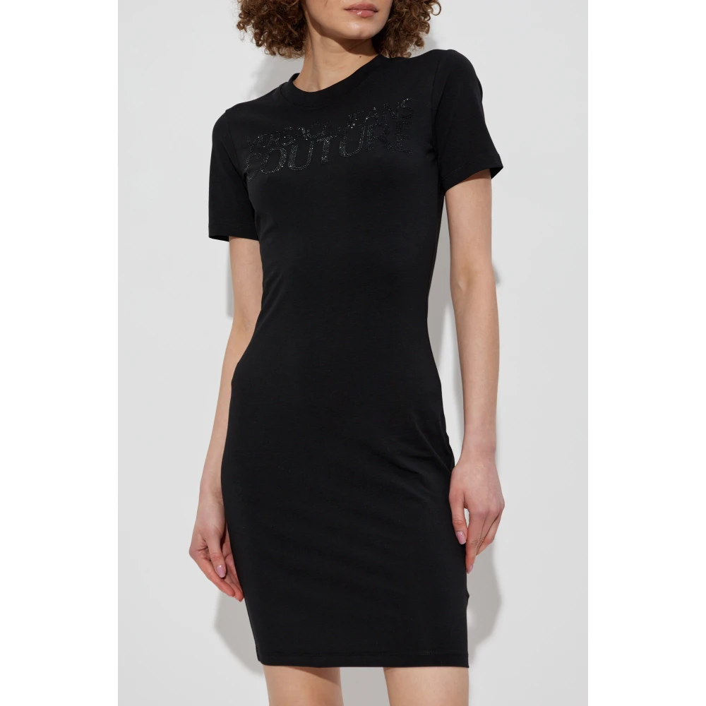 Versace Jeans Couture Jurk met glinsterende applicaties Black Dames