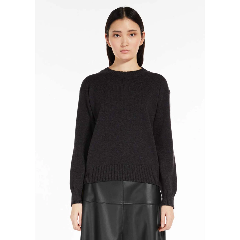 Max Mara Round-neck Knitwear Black Dames