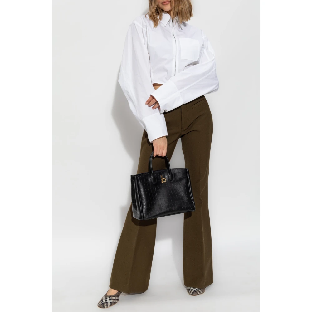 Burberry Broek met vouwen en uitlopende pijpen Green Dames