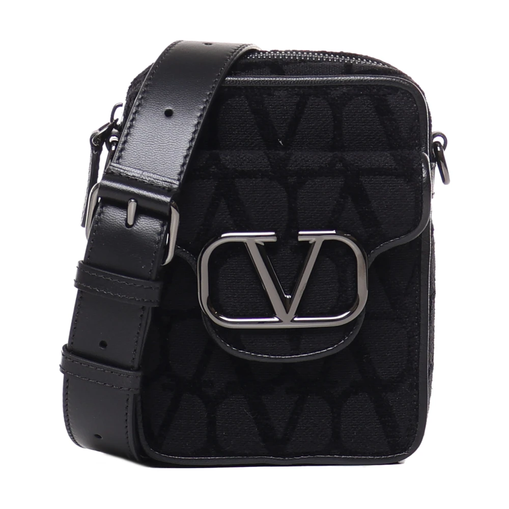 Valentino Garavani Zwarte tassen met logo detail en metalen afwerking Black Heren