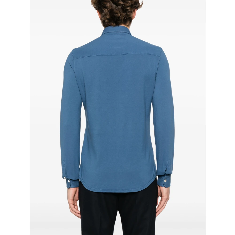 Fedeli Italiaans katoenen overhemd Blue Heren