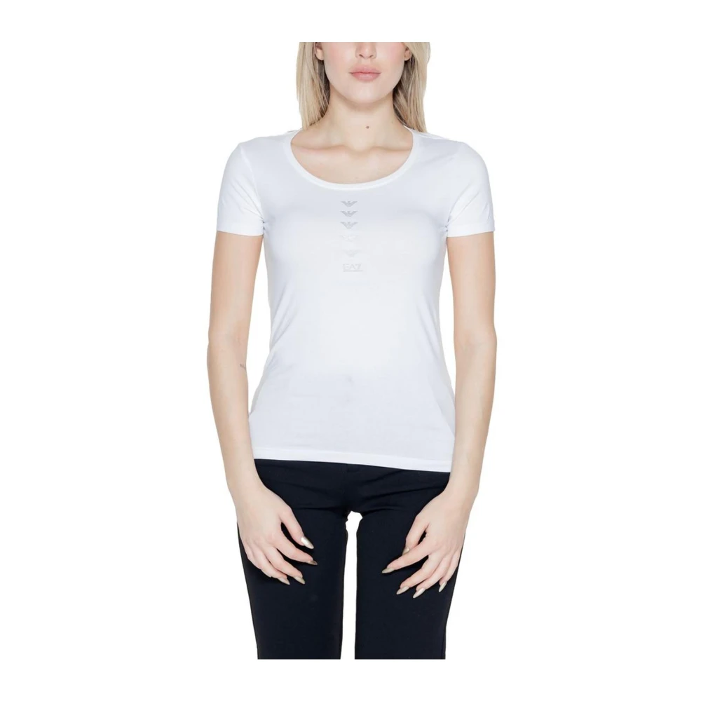 Emporio Armani EA7 Bomullsblandning Stretch T-shirt Damkollektion White, Dam