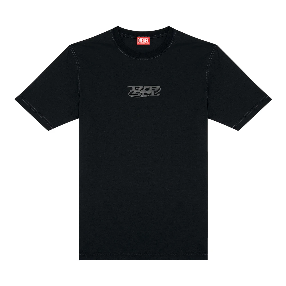 Diesel Logo-print T-shirt in mercerised cotton Black Heren