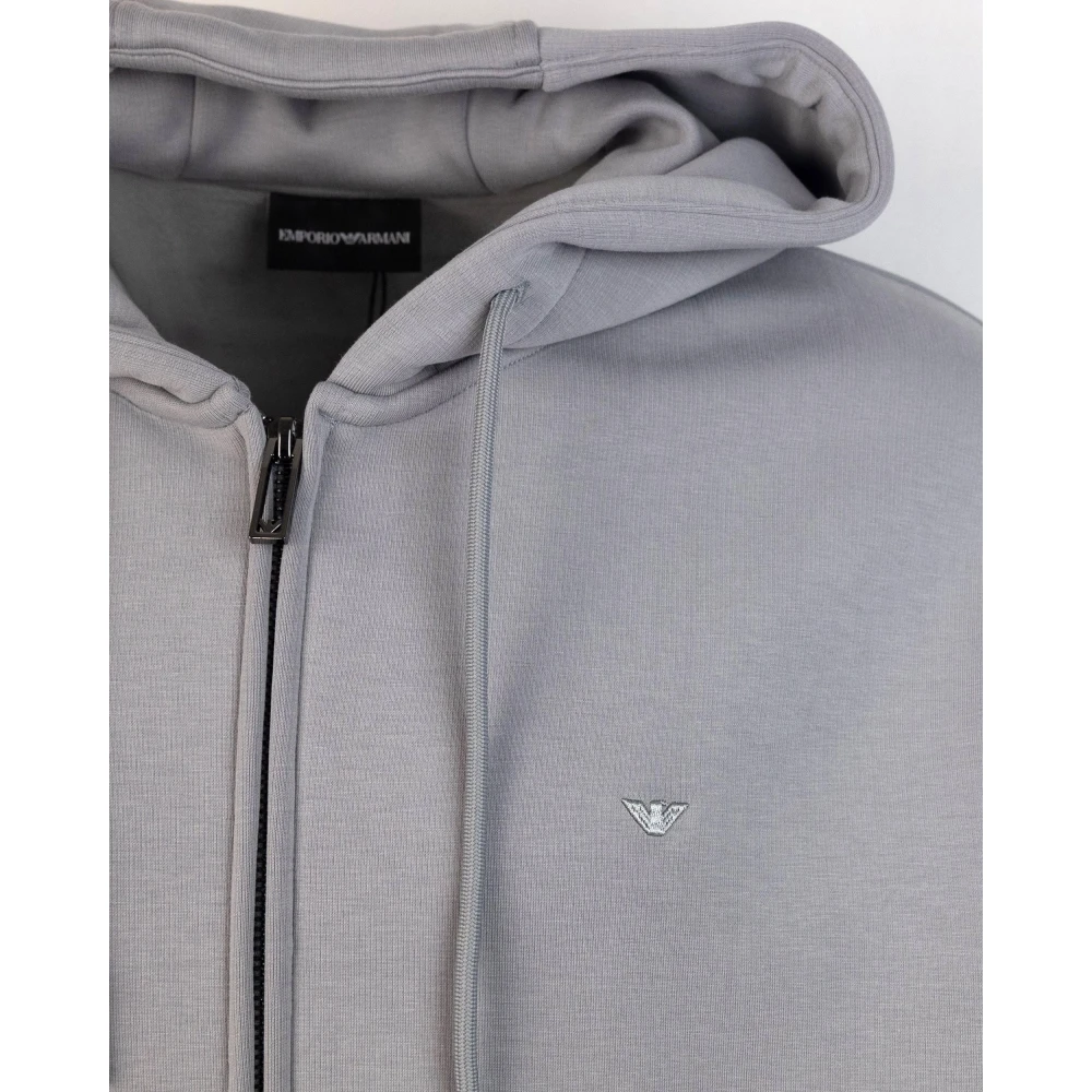 Emporio Armani Grijze Hoodie Met Rits Trui Gray Heren