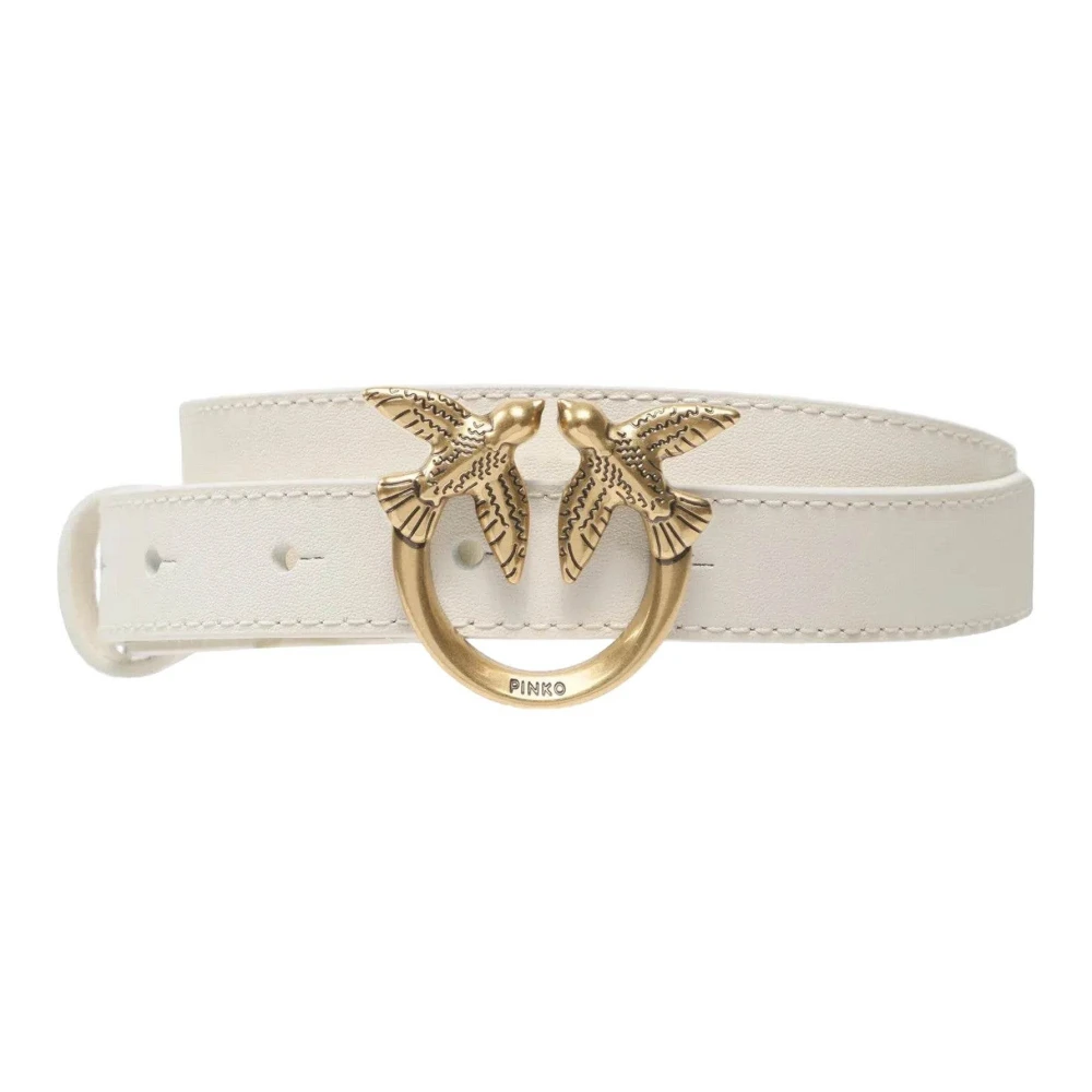 Pinko Women's White Elegant Leather Belt Love Berry - Belts - S - Accessories