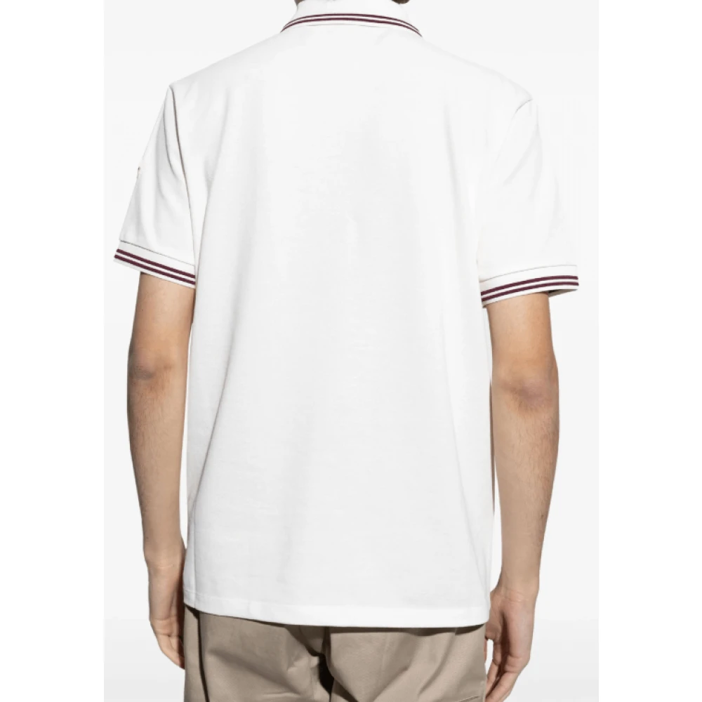 Moncler Logo-Patch Polo Shirt Wit Korte Mouwen White Heren