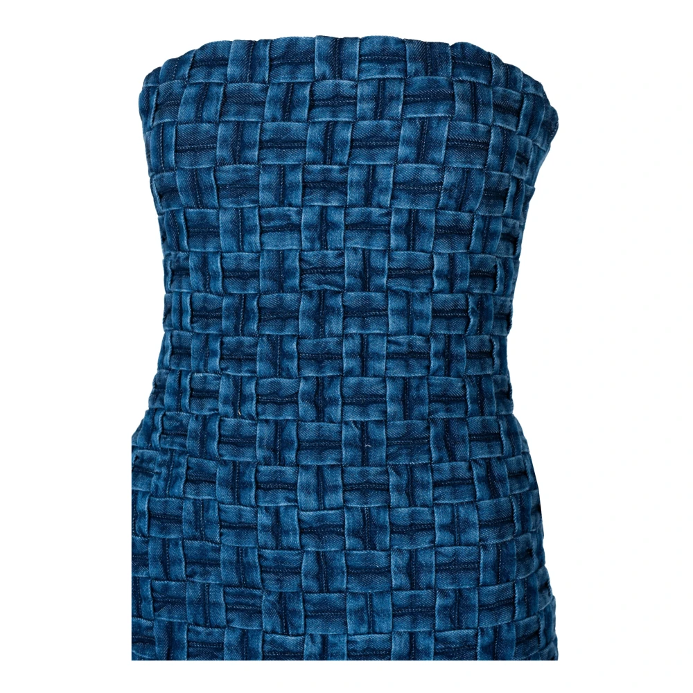 Pinko Denim Jurk met Geruite Voorkant Blue Dames