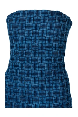 Jeansklänning med Rutig Framsida