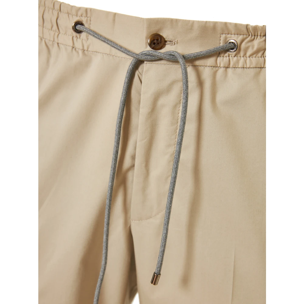 Corneliani Katoenen Trekkoordbroek met Zakken Beige Heren