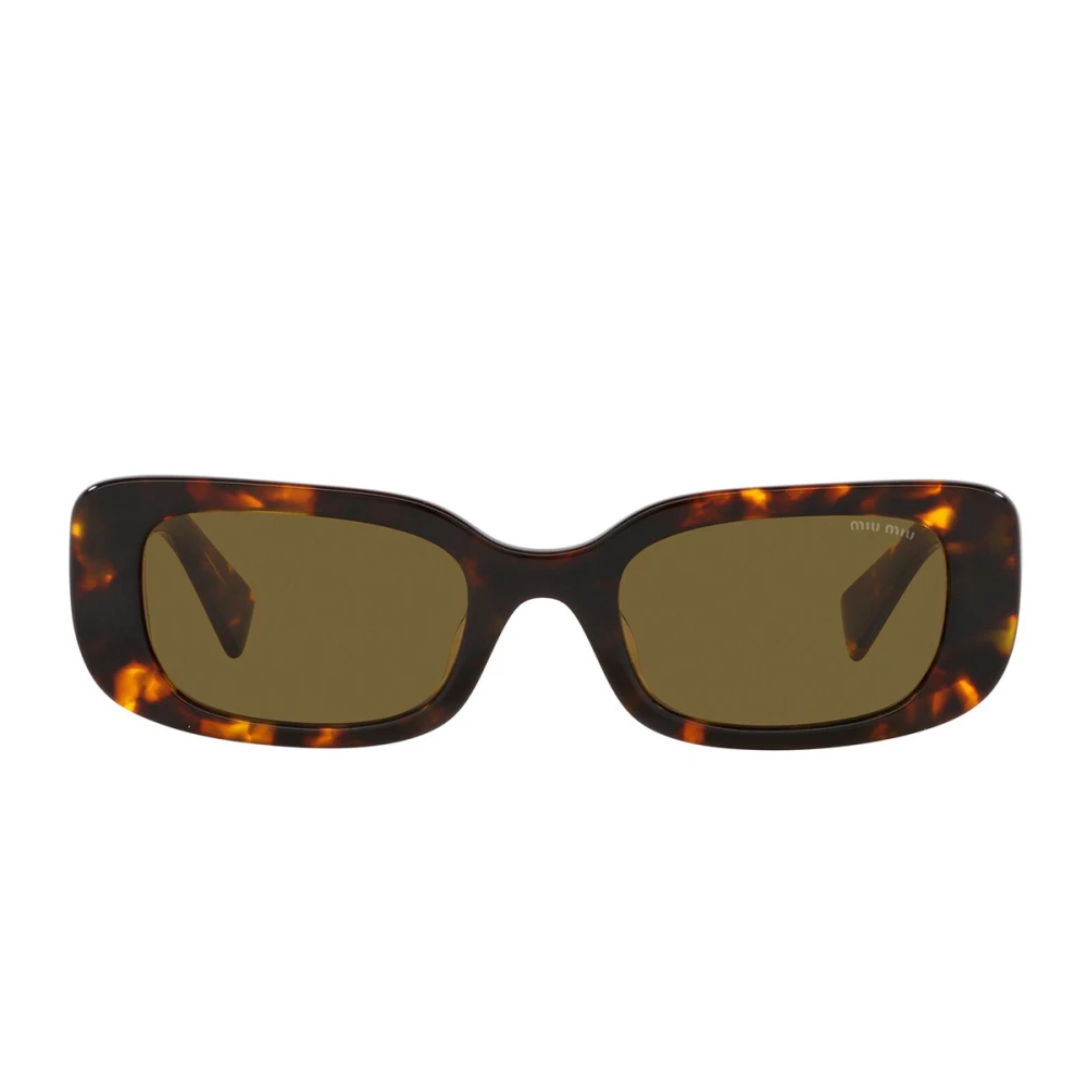 Miu Miu Trendiga Rektangulära Solglasögon med Havana-Honung Ram Brown, Dam