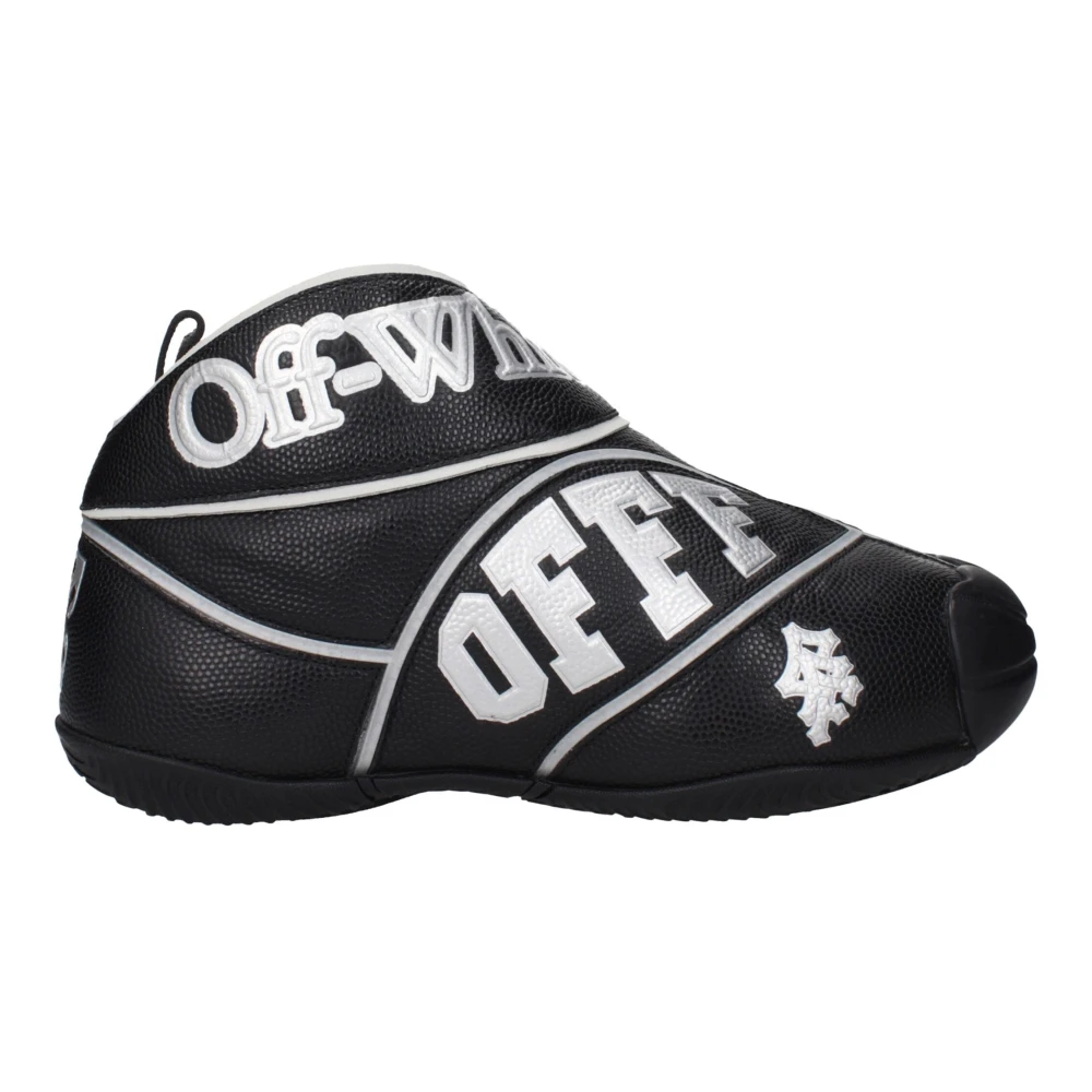 Off-White Black Leather High Top Sneakers - EU43/US10 - Image 2