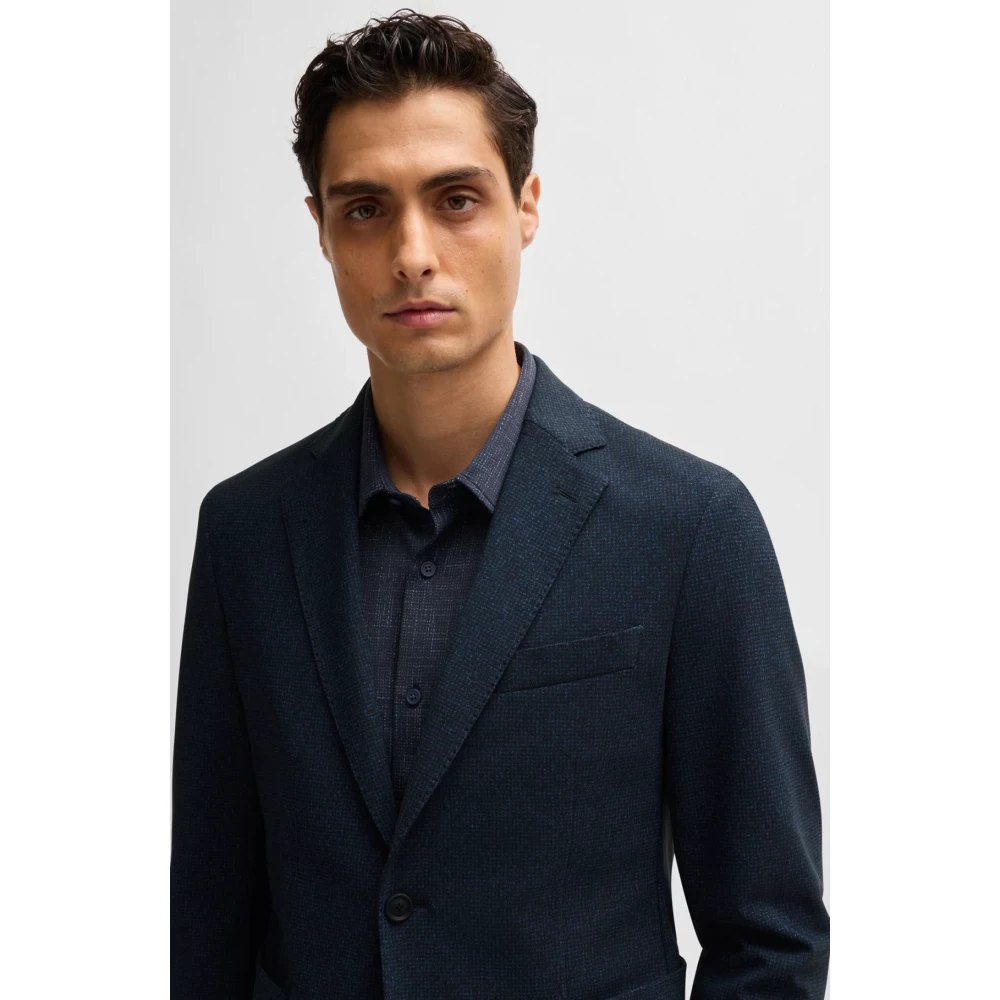 Hugo Boss Blauwe deconstructed jas met klassieke revers Blue Heren