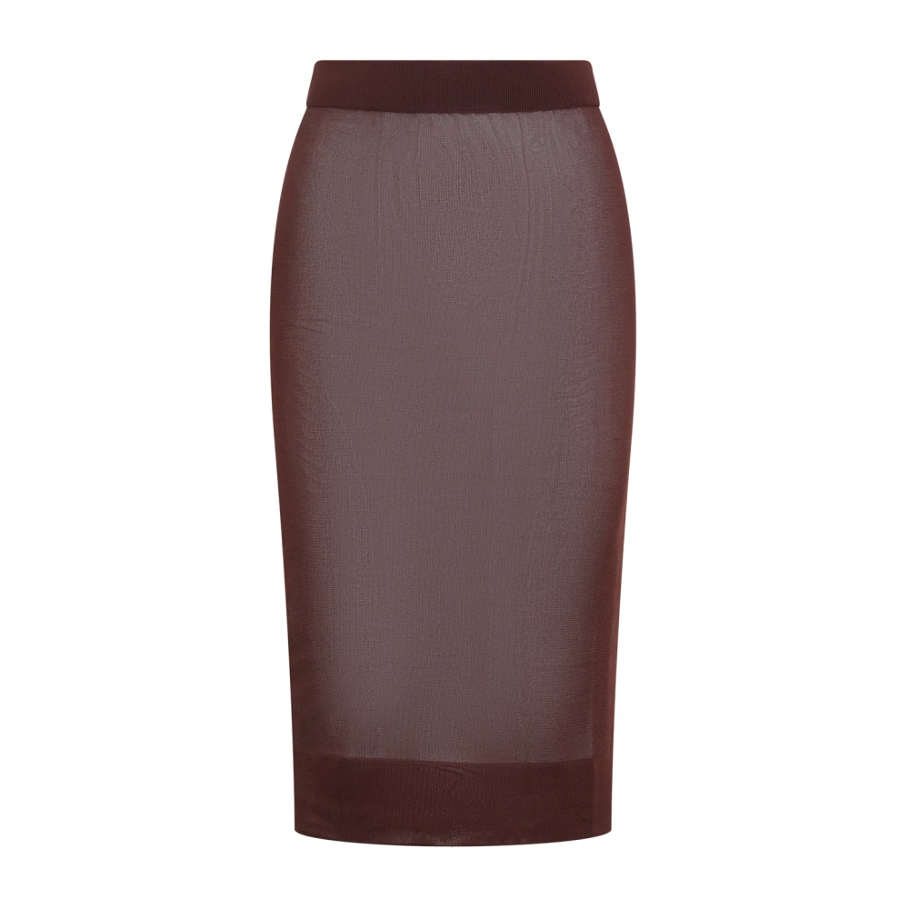 Saint Laurent Prune Midi Rok Brown Dames