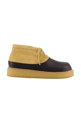 Beige & Svart Läder Ökenkänga