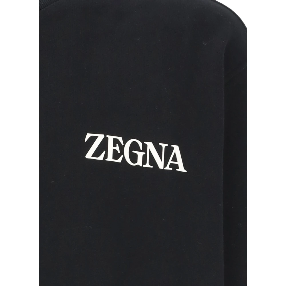 Ermenegildo Zegna Zwarte Katoenen Sweatshirt met Contrasterend Logo Black Heren
