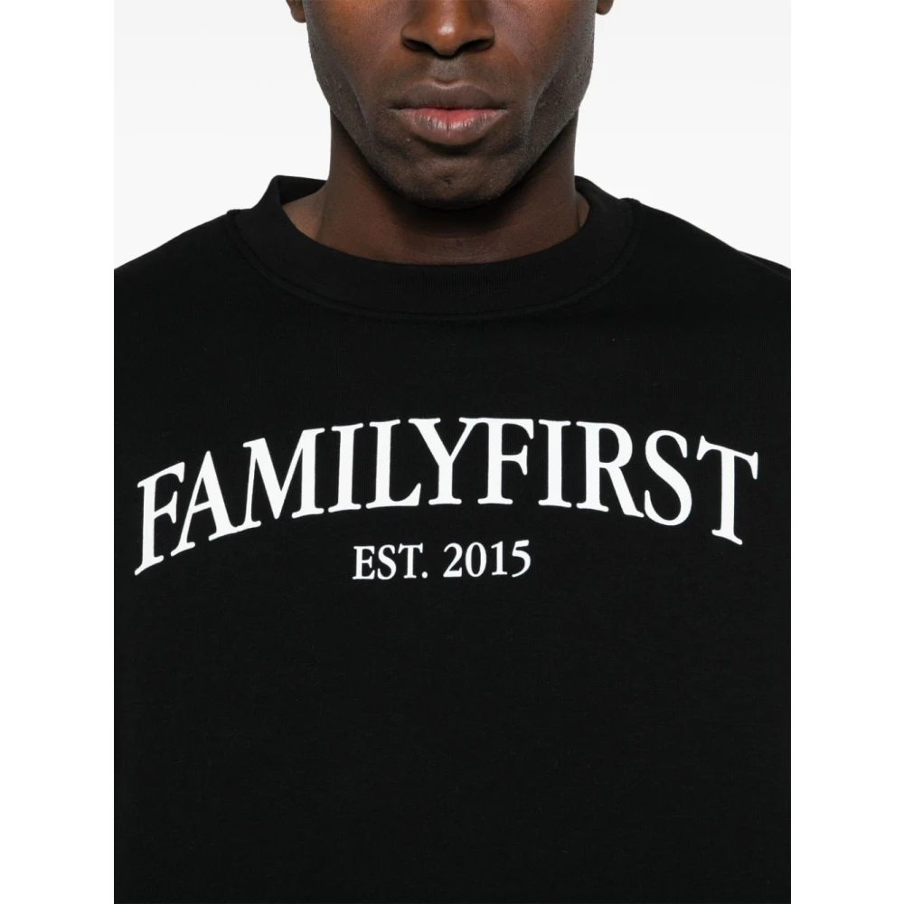 Family First Logo Print Crew Neck Sweater Black Heren