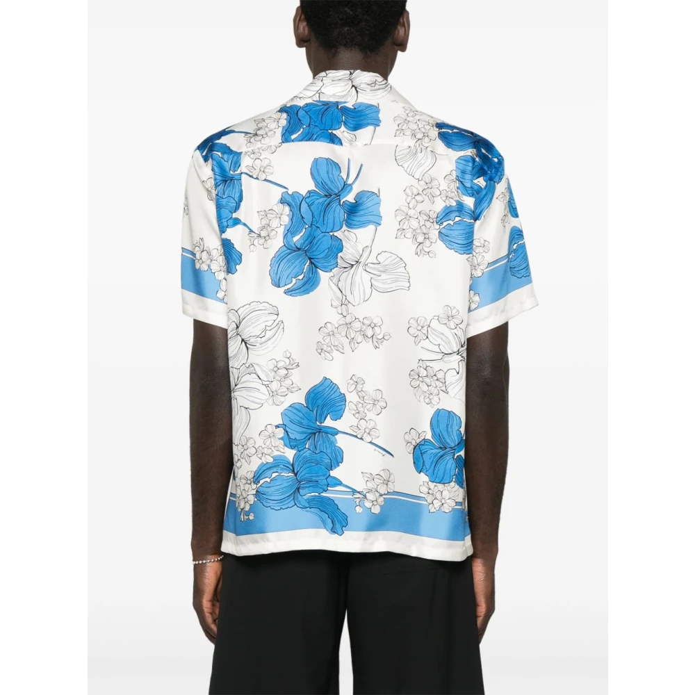P.a.r.o.s.h. Bloemenprint korte mouw overhemd Blue Dames