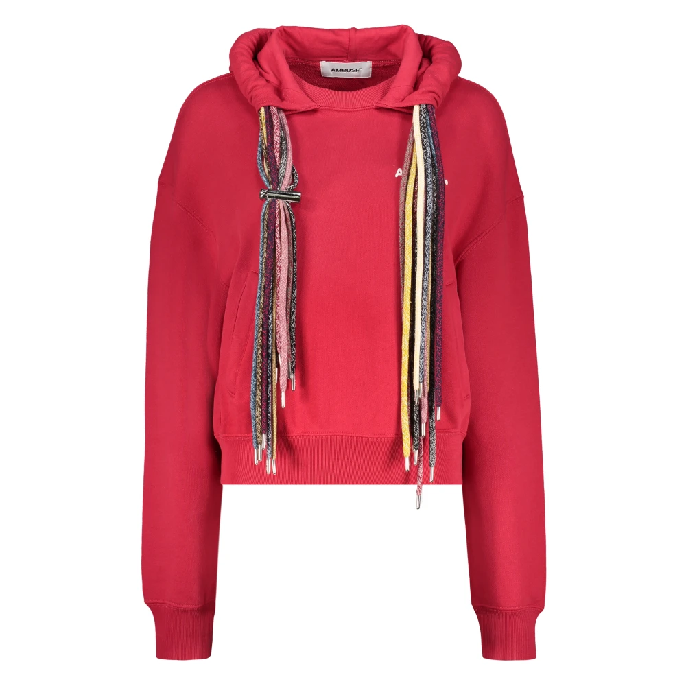 Ambush Logo Print Katoenen Hoodie met Zakken Red Dames