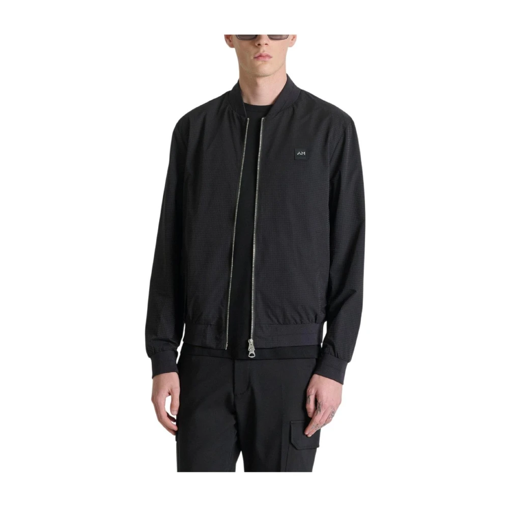 Antony Morato Men's Black Regular-Fit Bomber Jacket In Technical Fabric With Patch
