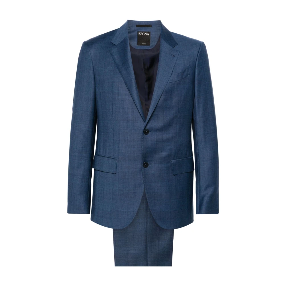 Ermenegildo Zegna Trofeo Ullkostym, Italiensk Design, Stilren Blue, Herr