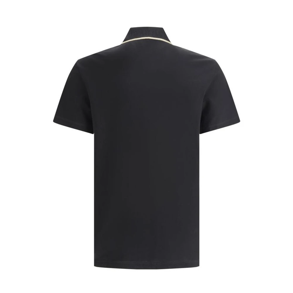 Versace Monochrome Polo Shirt met Geribbelde Kraag Black Heren