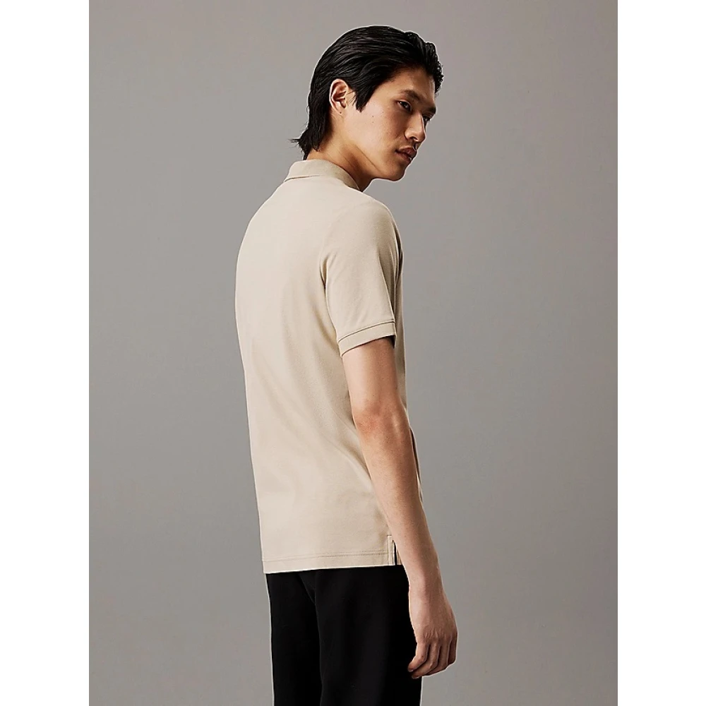 Calvin Klein Liquid Touch Slim Fit Polo Shirt Beige Heren