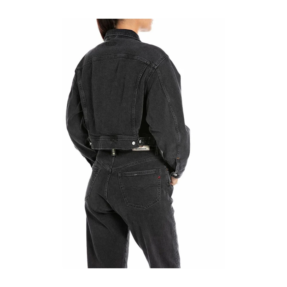 Replay Zwart Denim Cropped Jasje Black Dames