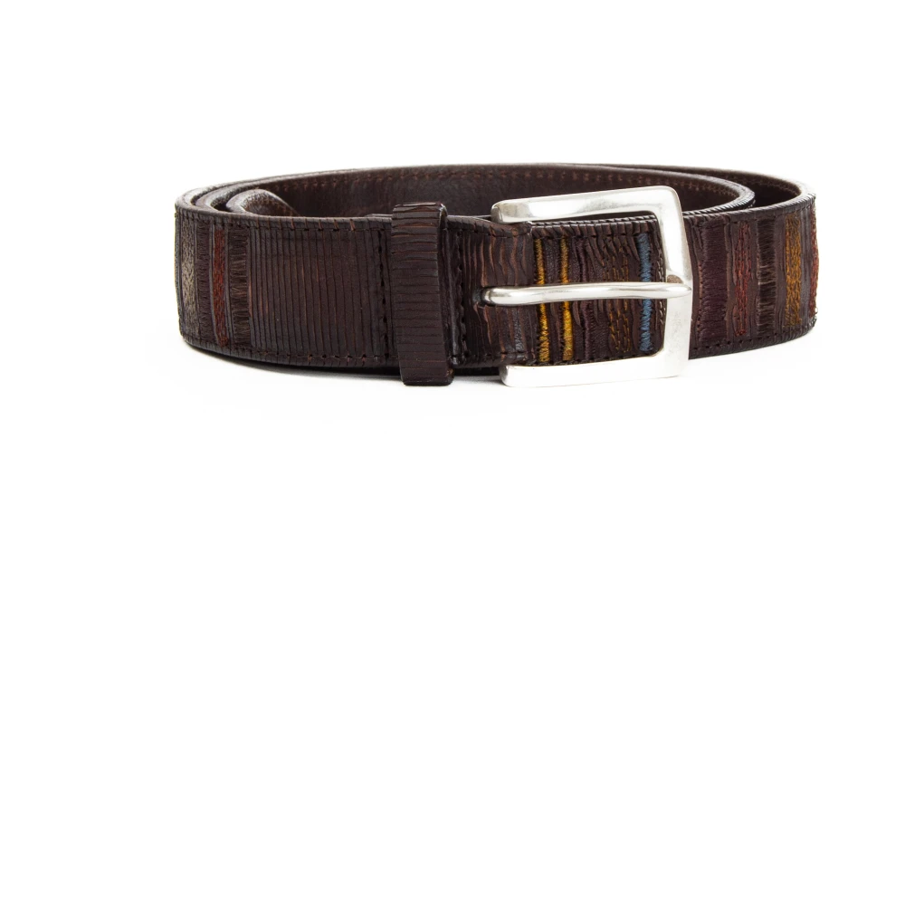 Orciani Bruin Leren Riem Sheffield Gesp Brown Heren