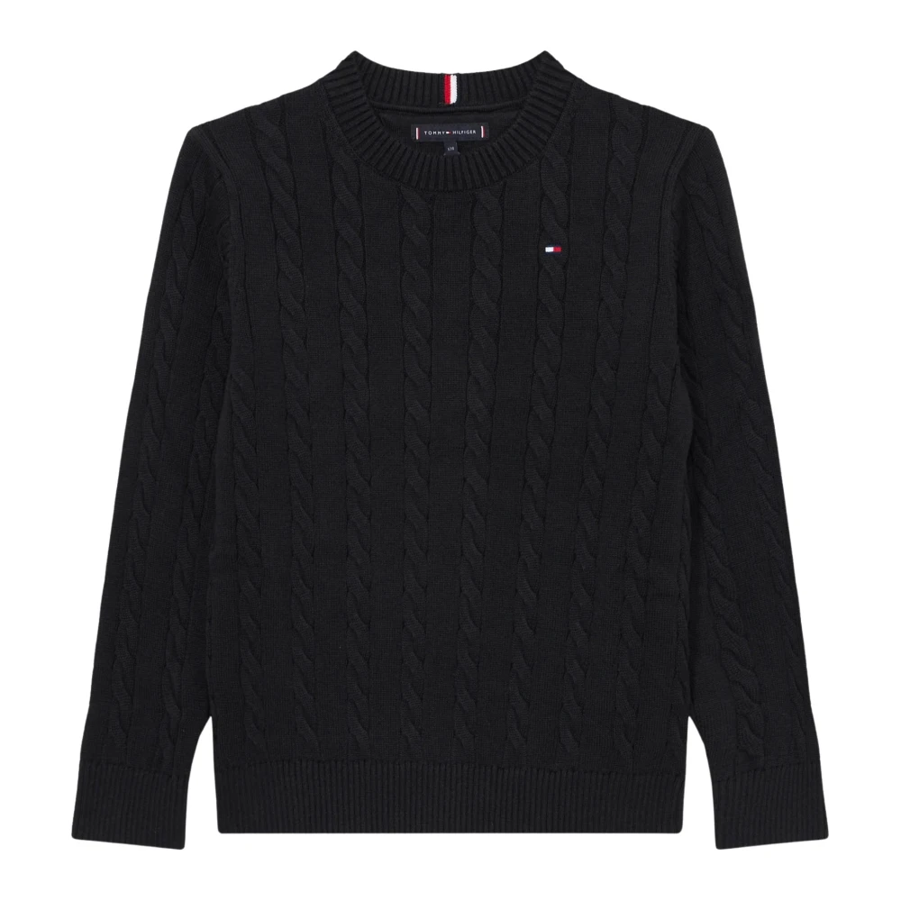 Tommy Hilfiger Kids' Cable Knit Jumper Black 16Y - Image 5
