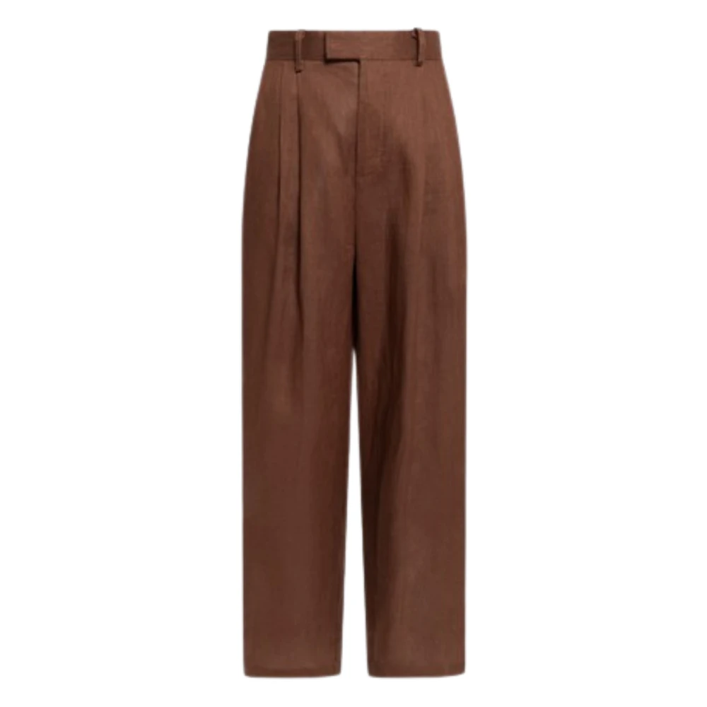 Weili Zheng Women's Brown Pantaloni Lino - Wide Trousers - L - Trousers