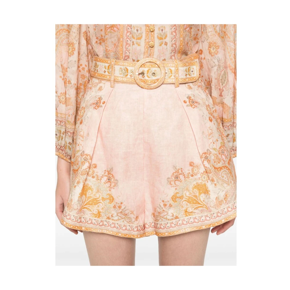 Zimmermann Acacia Print Linnen Jurk Pink Dames