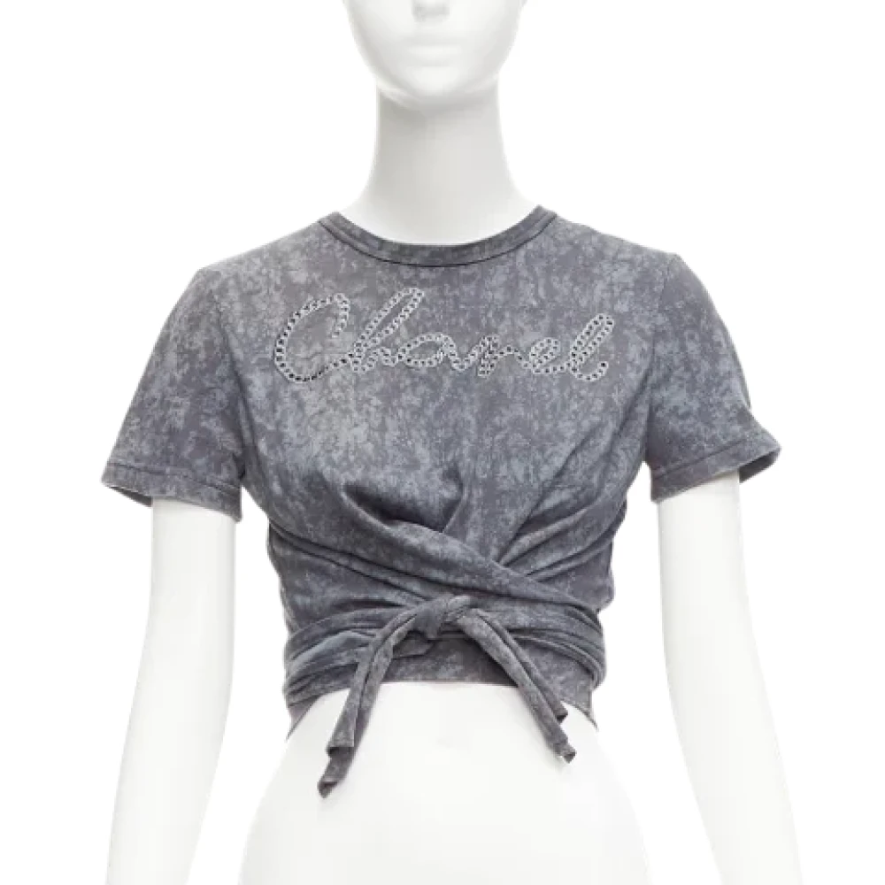 Chanel Vintage Pre-owned Cotton tops Gray Dames