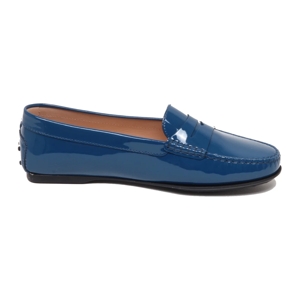 Tod's Women's Blue Patent Loafer Shoe In Petrol - Loafers - 2 Uk - Shoes