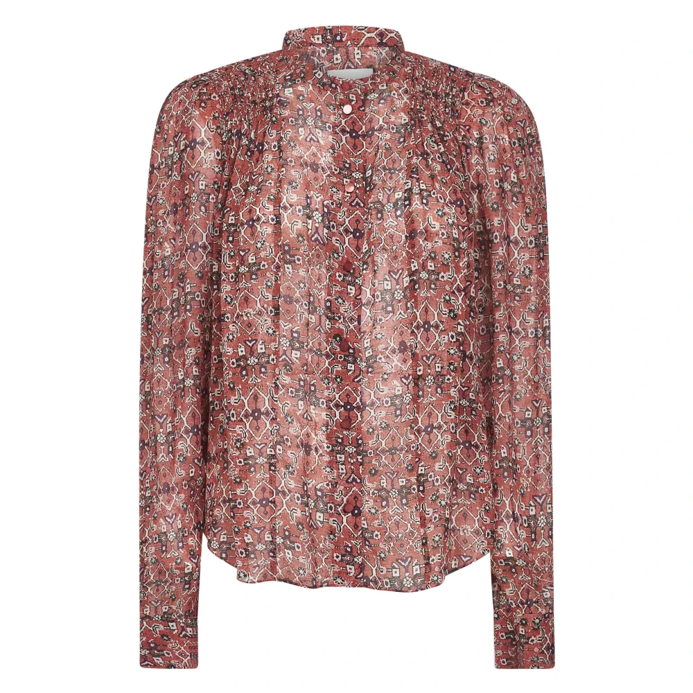 Marant Étoile Women's Orange Blouses, S, Tapestry Print Mandarin Collar Shirt