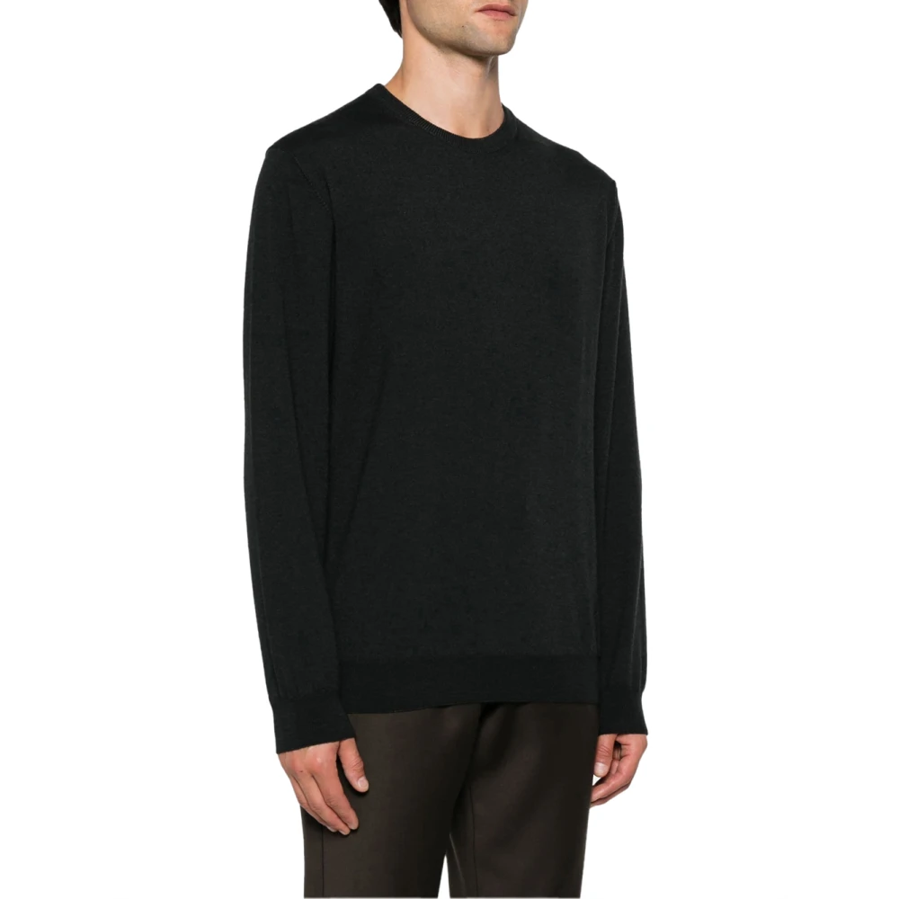 Woolrich Zwarte Gebreide Crewneck Trui Black Heren