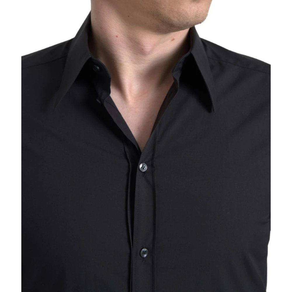 Dolce & Gabbana Zwart Slim Fit Overhemd Jurk Black Heren