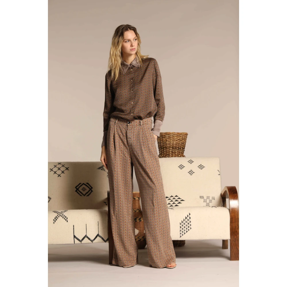 Mason's Wide Pleats Dames Chino Broek Brown Dames