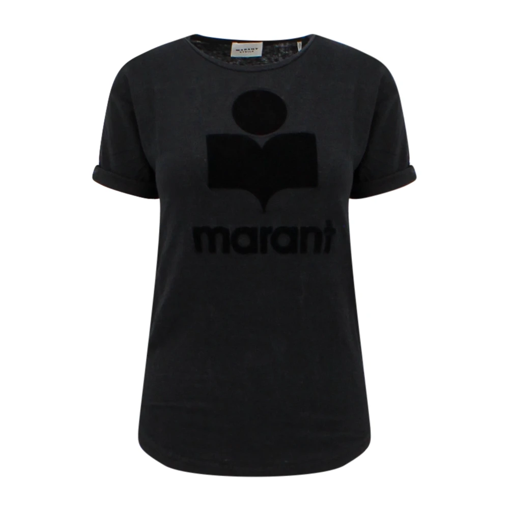 Isabel marant Zwart Linnen T-Shirt met Logo Black Dames