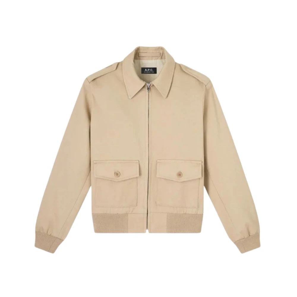 A.p.c. Men's Beige Bomber Jackets, M, Bomber Jackets
