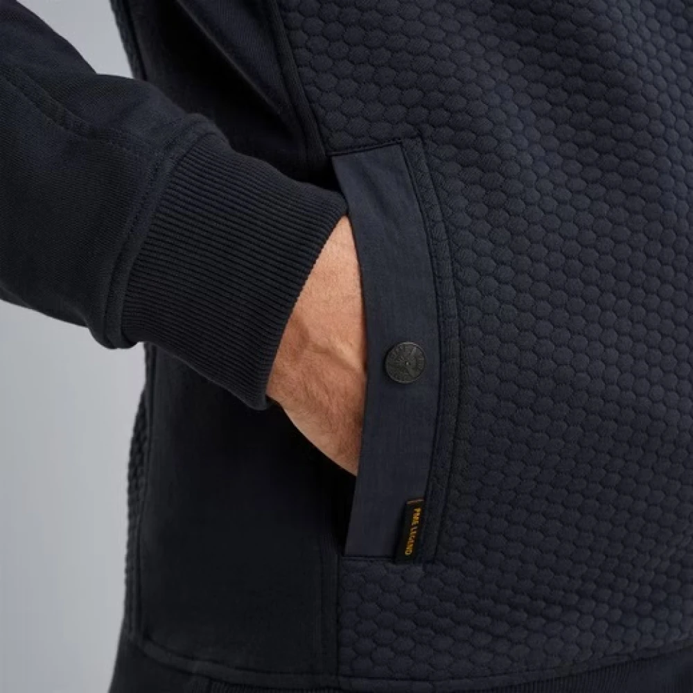 PME Legend Vest- PME ZIP Jacket Jacquard Interlock Sweat Blue Heren